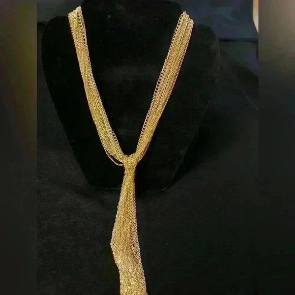 Multi-strand Chain Goldtone Necklace - Picture 1 of 5